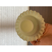 VTG UV REACTIVE FENTON Yellow Satin Persian Medallion Fairy Lamp 5.5"H