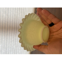 VTG UV REACTIVE FENTON Yellow Satin Persian Medallion Fairy Lamp 5.5"H