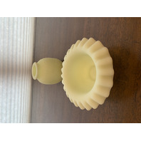 VTG UV REACTIVE FENTON Yellow Satin Persian Medallion Fairy Lamp 5.5"H