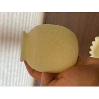 VTG UV REACTIVE FENTON Yellow Satin Persian Medallion Fairy Lamp 5.5"H