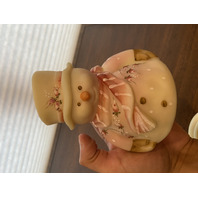 UV REACTIVE FENTON Yellow Burmese Snowman Fairy Lamp 7.25"H HANDPAINTED/SIGNED