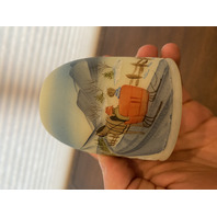 VTG 1980 UV REACTIVE FENTON Christmas Winter Sleigh Fairy Lamp 4.5"H SIGNED