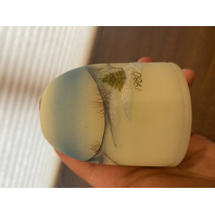 VTG 1980 UV REACTIVE FENTON Christmas Winter Sleigh Fairy Lamp 4.5"H SIGNED