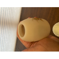 VTG FENTON Yellow Custard Satin Floral Glass Fairy Lamp PAINTED/SIGNED 4.5"H