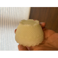 VTG FENTON Yellow Custard Satin Floral Glass Fairy Lamp PAINTED/SIGNED 4.5"H