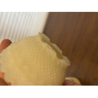 VTG FENTON Yellow Custard Satin Floral Glass Fairy Lamp PAINTED/SIGNED 4.5"H