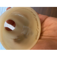 VTG FENTON Yellow Custard Satin Floral Glass Fairy Lamp PAINTED/SIGNED 4.5"H