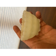 VTG FENTON Yellow Custard Satin Floral Glass Fairy Lamp PAINTED/SIGNED 4.5"H