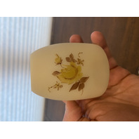 VTG FENTON Yellow Custard Satin Floral Glass Fairy Lamp PAINTED/SIGNED 4.5"H