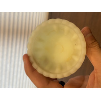 VTG FENTON UV REACTIVE LOG CABIN Custard Glass Fairy Lamp 4.5"H SIGNED