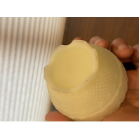 VTG FENTON UV REACTIVE LOG CABIN Custard Glass Fairy Lamp 4.5"H SIGNED