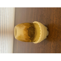 VTG FENTON UV REACTIVE LOG CABIN Custard Glass Fairy Lamp 4.5"H SIGNED