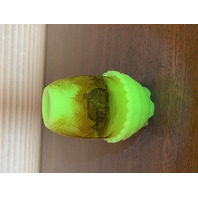 VTG FENTON UV REACTIVE LOG CABIN Custard Glass Fairy Lamp 4.5"H SIGNED