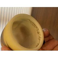 VTG FENTON UV REACTIVE LOG CABIN Custard Glass Fairy Lamp 4.5"H SIGNED