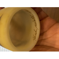 VTG FENTON UV REACTIVE LOG CABIN Custard Glass Fairy Lamp 4.5"H SIGNED