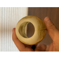 VTG FENTON UV REACTIVE LOG CABIN Custard Glass Fairy Lamp 4.5"H SIGNED