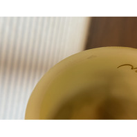 VTG FENTON UV REACTIVE LOG CABIN Custard Glass Fairy Lamp 4.5"H SIGNED