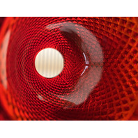 ANTIQUE UV REACTIVE S. CLARKE Amberina Pyramid Diamond Point Fairy Lamp 4.75"H