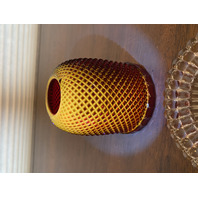 ANTIQUE UV REACTIVE S. CLARKE Amberina Pyramid Diamond Point Fairy Lamp 4.75"H