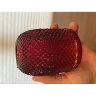 ANTIQUE UV REACTIVE S. CLARKE Amberina Pyramid Diamond Point Fairy Lamp 4.75"H