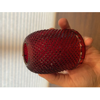 ANTIQUE UV REACTIVE S. CLARKE Amberina Pyramid Diamond Point Fairy Lamp 4.75"H