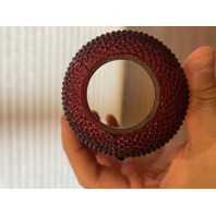 ANTIQUE UV REACTIVE S. CLARKE Amberina Pyramid Diamond Point Fairy Lamp 4.75"H