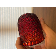 ANTIQUE UV REACTIVE S. CLARKE Amberina Pyramid Diamond Point Fairy Lamp 4.75"H