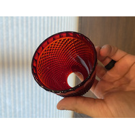 ANTIQUE UV REACTIVE S. CLARKE Amberina Pyramid Diamond Point Fairy Lamp 4.75"H