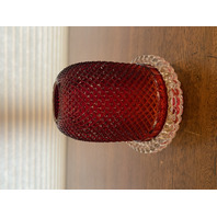 ANTIQUE UV REACTIVE S. CLARKE Amberina Pyramid Diamond Point Fairy Lamp 4.75"H