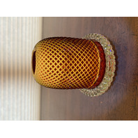 ANTIQUE UV REACTIVE S. CLARKE Amberina Pyramid Diamond Point Fairy Lamp 4.75"H