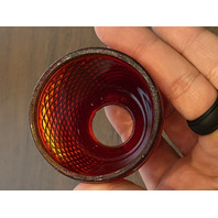 ANTIQUE UV REACTIVE S. CLARKE Amberina Pyramid Diamond Point Fairy Lamp 3.5"H