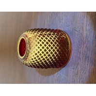 ANTIQUE UV REACTIVE S. CLARKE Amberina Pyramid Diamond Point Fairy Lamp 3.5"H