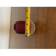 ANTIQUE UV REACTIVE S. CLARKE Amberina Pyramid Diamond Point Fairy Lamp 3.5"H