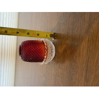 ANTIQUE UV REACTIVE S. CLARKE Amberina Pyramid Diamond Point Fairy Lamp 3.5"H