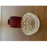 ANTIQUE UV REACTIVE S. CLARKE Amberina Pyramid Diamond Point Fairy Lamp 3.5"H