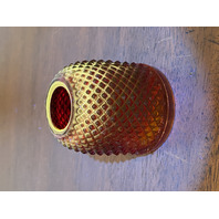 ANTIQUE UV REACTIVE S. CLARKE Amberina Pyramid Diamond Point Fairy Lamp 3.5"H