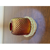 ANTIQUE UV REACTIVE S. CLARKE Amberina Pyramid Diamond Point Fairy Lamp 3.5"H