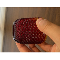 ANTIQUE UV REACTIVE S. CLARKE Amberina Pyramid Diamond Point Fairy Lamp 3.5"H