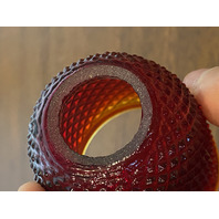 ANTIQUE UV REACTIVE S. CLARKE Amberina Pyramid Diamond Point Fairy Lamp 3.5"H