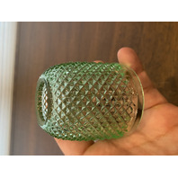 ANTIQUE S. CLARKE Green/Clear Pyramid Diamond Point Fairy Lamp 3.5"H