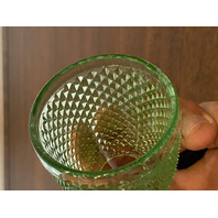 ANTIQUE S. CLARKE Green/Clear Pyramid Diamond Point Fairy Lamp 3.5"H