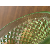 ANTIQUE S. CLARKE Green/Clear Pyramid Diamond Point Fairy Lamp 3.5"H