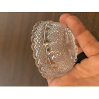 ANTIQUE S. CLARKE Green/Clear Pyramid Diamond Point Fairy Lamp 3.5"H