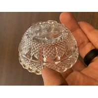 ANTIQUE S. CLARKE Green/Clear Pyramid Diamond Point Fairy Lamp 3.5"H