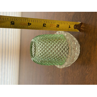 ANTIQUE S. CLARKE Green/Clear Pyramid Diamond Point Fairy Lamp 3.5"H