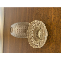 VTG Clear Diamond Pattern Glass 2-Piece Fairy Lamp 4.5"H