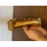 VTG Marigold Iridescent Glass Ruffled Rim Swung Vase 7.75"H