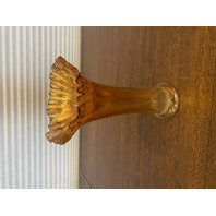 VTG Marigold Iridescent Glass Ruffled Rim Swung Vase 7.75"H