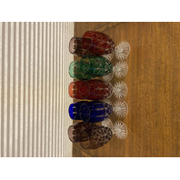 SET (10) AJKA ARABELLA Multicolored Cut To Clear Crystal Iced Tea Glasses 7.75"H