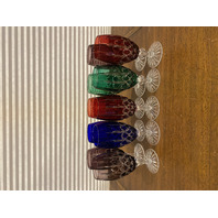 SET (10) AJKA ARABELLA Multicolored Cut To Clear Crystal Iced Tea Glasses 7.75"H